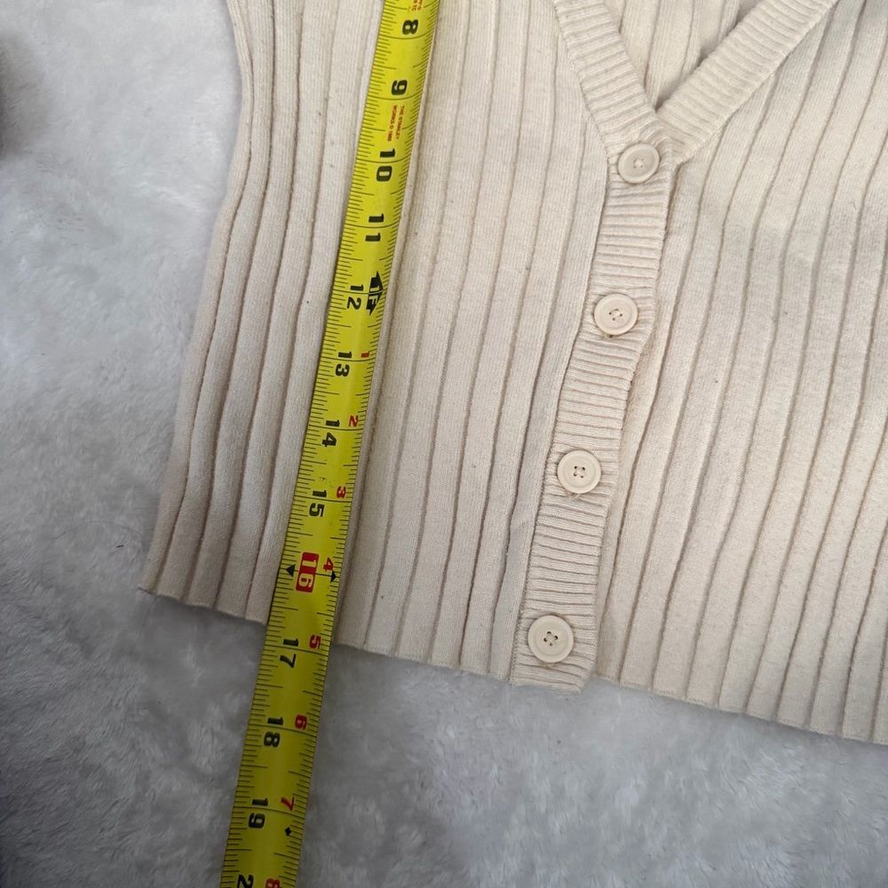 Aerie Ribbed Cream Button Up Cardigan - Picture 4 of 4